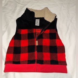 Carters Red and Black buffalo plaid 9 month vest